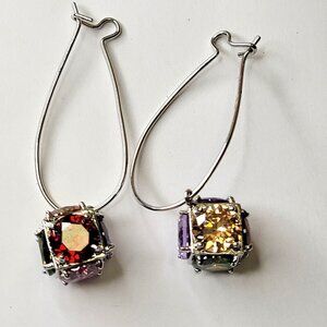 Multicolored Crystal Cube Earrings Drop Dangle Earrings